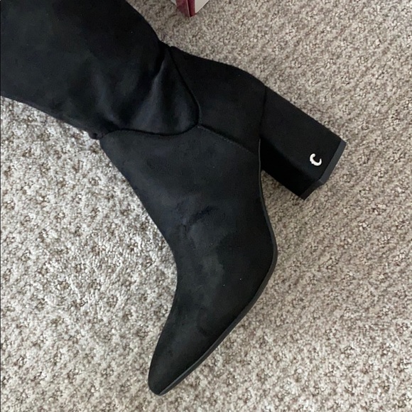 Over The Knee Black Suede Boots - Picture 2 of 4